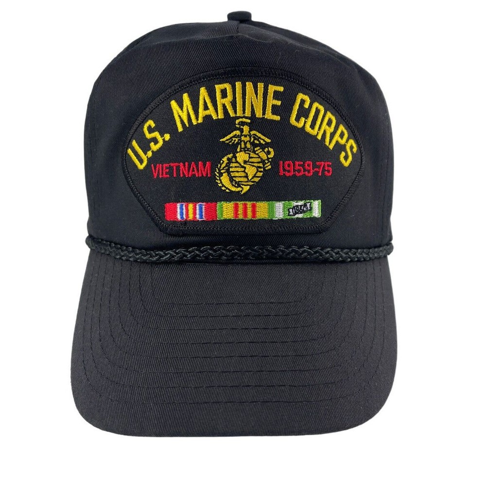 U.S. Marine Corps Vietnam 1959-1975 Veteran Ribbons Baseball Cap Snapback Black